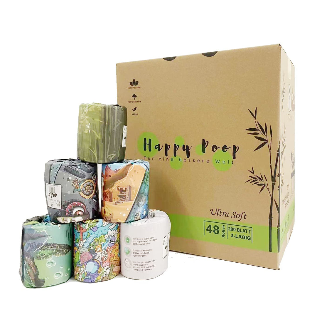 Bambus-Toilettenpapier 48 Rollen | Nachhaltiges Bambus-Klopapier | Toilettenpapier aus Bambus