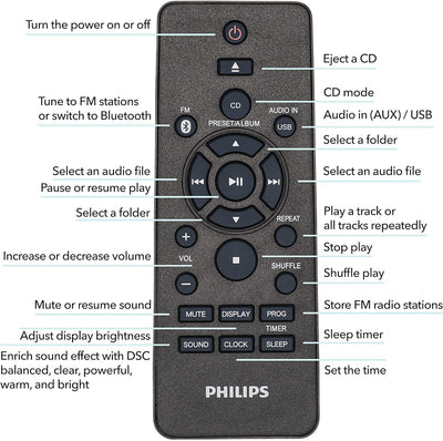 Philips M4505/12 Mini Stereoanlage mit Bluetooth (DAB+/UKW Radio, USB, CD, MP3-CD, 60 W, Audio-Einga