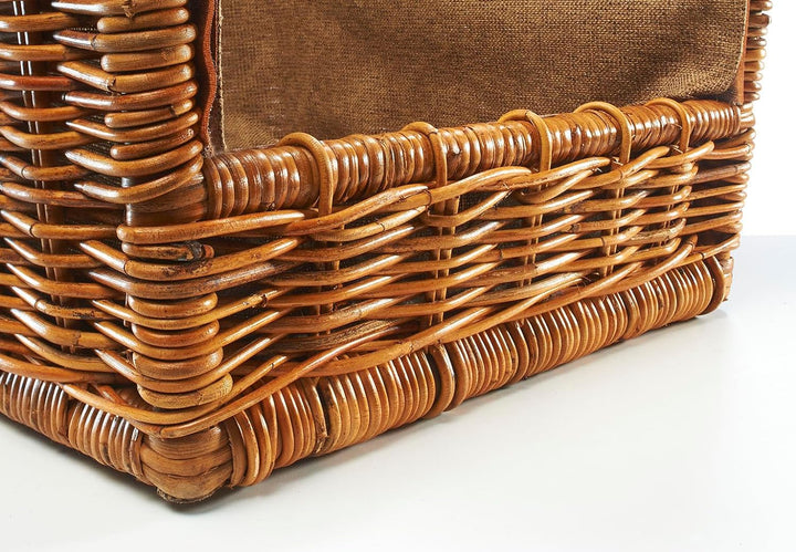 Kobolo Holztrage Holzkorb für Kaminholz - Rattan Lacak mit abnehmbarem Leinenstoff