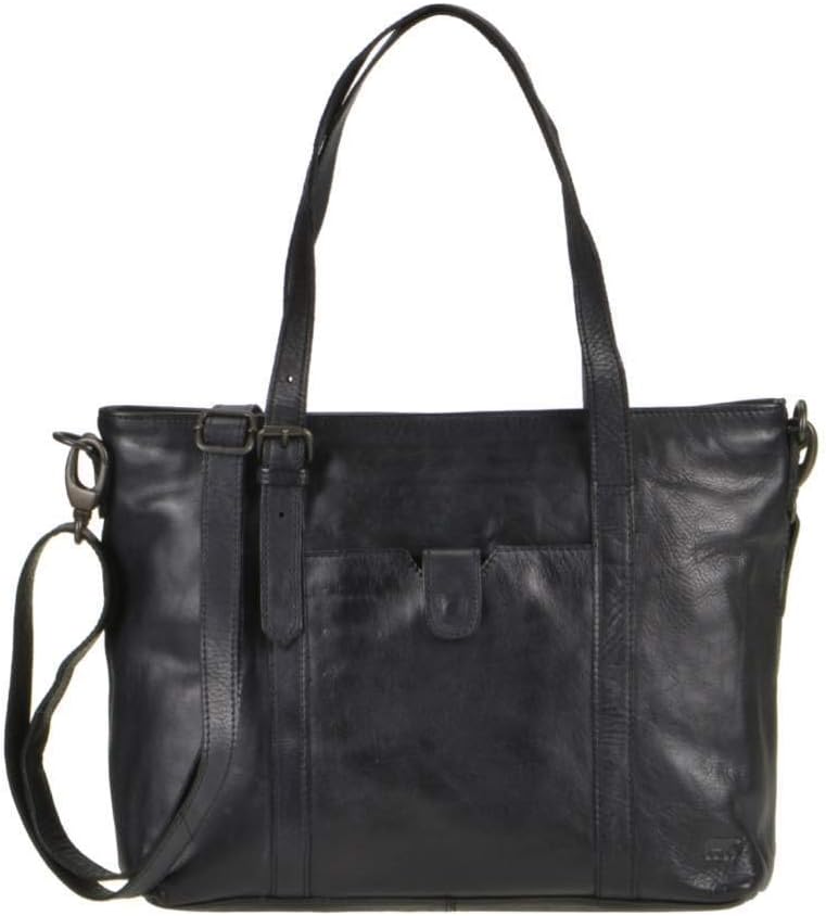 Bear Design Damen Tasche Ledertasche Shopper Schultertasche Handtasche Leder schwarz 34x27cm Cow Lav