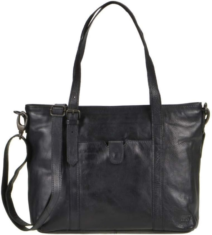 Bear Design Damen Tasche Ledertasche Shopper Schultertasche Handtasche Leder schwarz 34x27cm Cow Lav