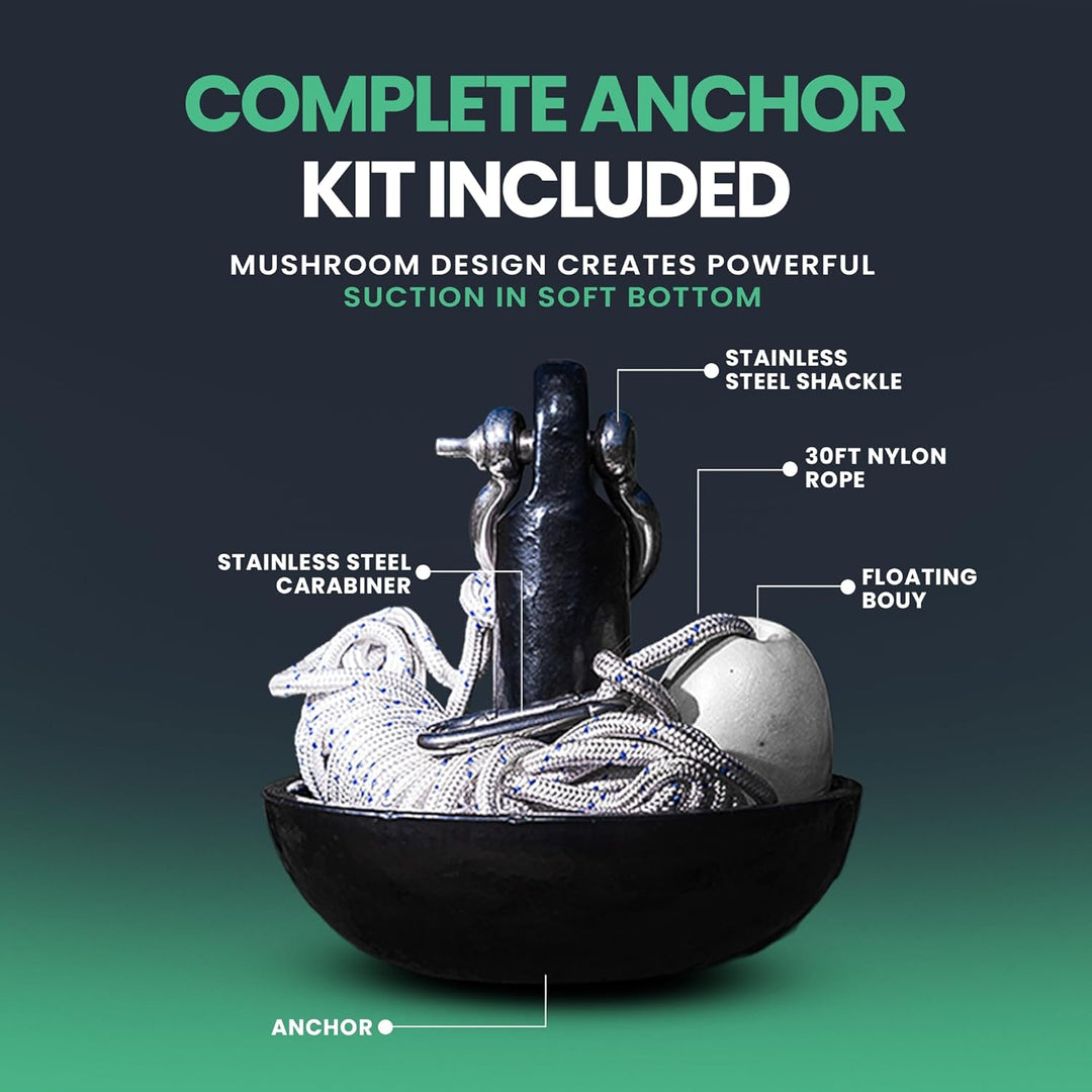 Newport Vessels Premium Pilzanker-Set mit Tasche, Seil, Bouy und Edelstahl-Hardware Pilzanker, 4,5 k