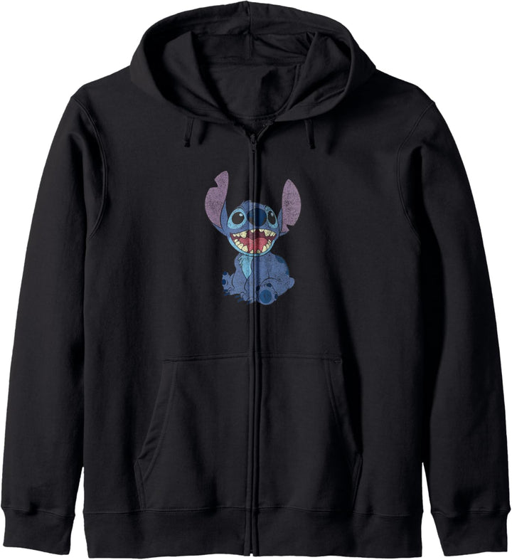 Disney Lilo & Stitch Sitting Smiling Distressed Mouth Open Kapuzenjacke