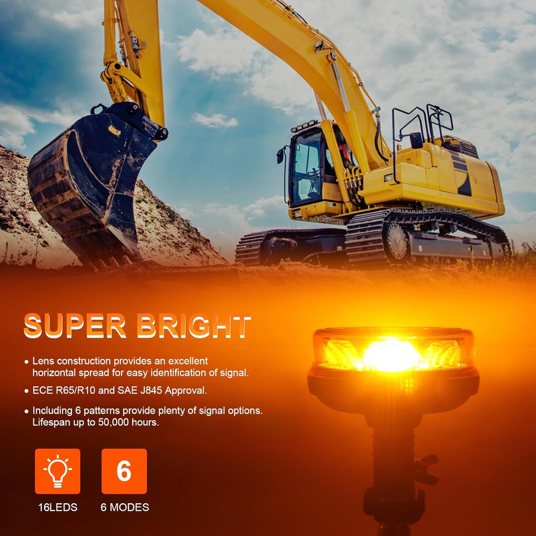 Qiping 12/24V LED Blitz Kennleuchte Orange Warnleuchte Amber Blitzlicht Gelb Strobe Light - ECE E9-g