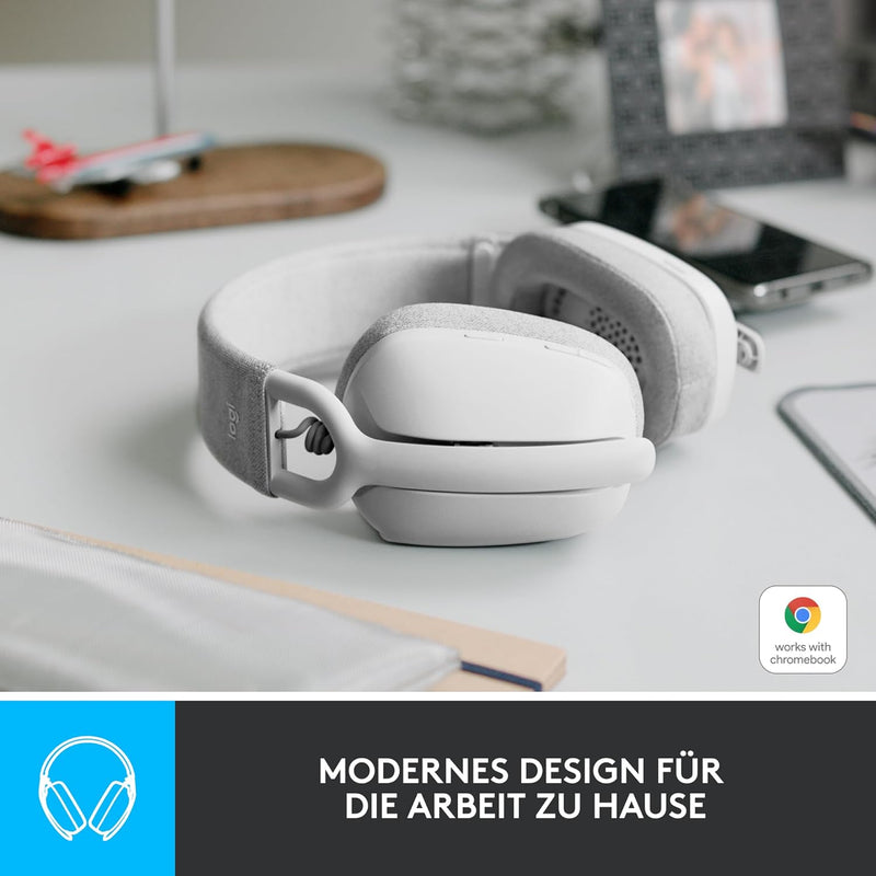 Logitech Zone Vibe 100 Leichte, kabellose Over-Ear-Kopfhörer mit geräuschunterdrückendem Mikrofon, M