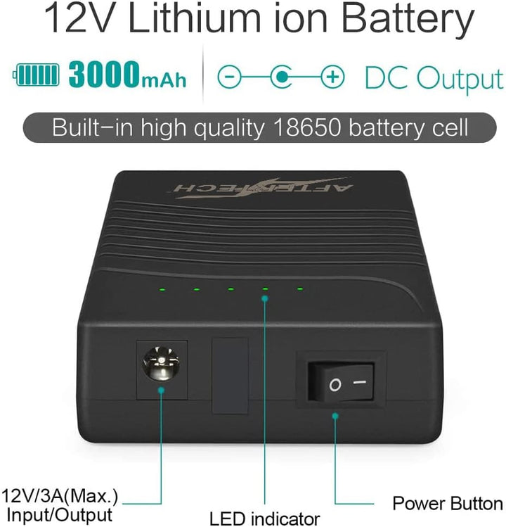 AFTERTECH Mini UPS POWERBANK Lithium-Akku 12 V 3000 mAh 36 Wh D4E1 12v 3000mAh, 12v 3000mAh