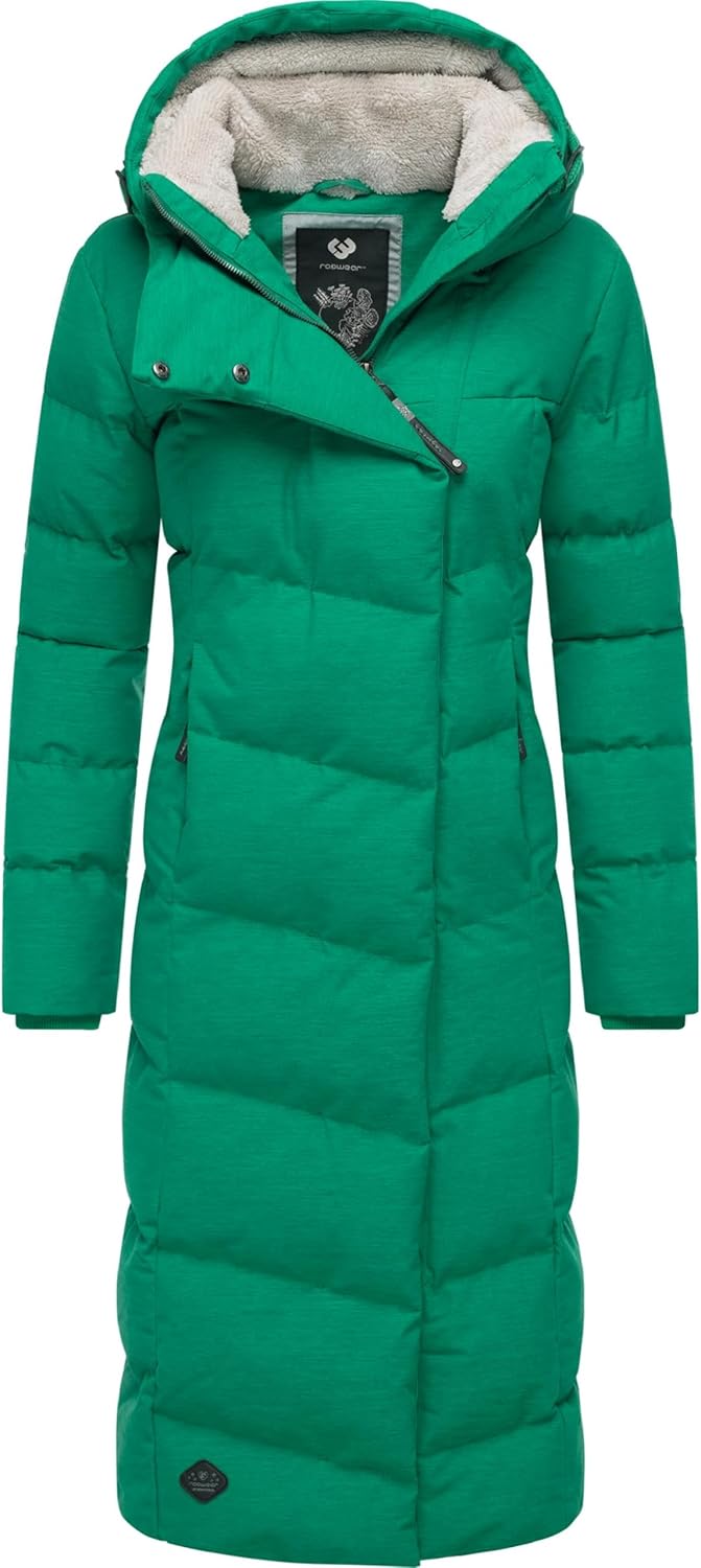 Ragwear Damen atmungsaktiver Wintermantel Warmer wasserdichter Steppmantel lang mit Kapuze Pavla Lon