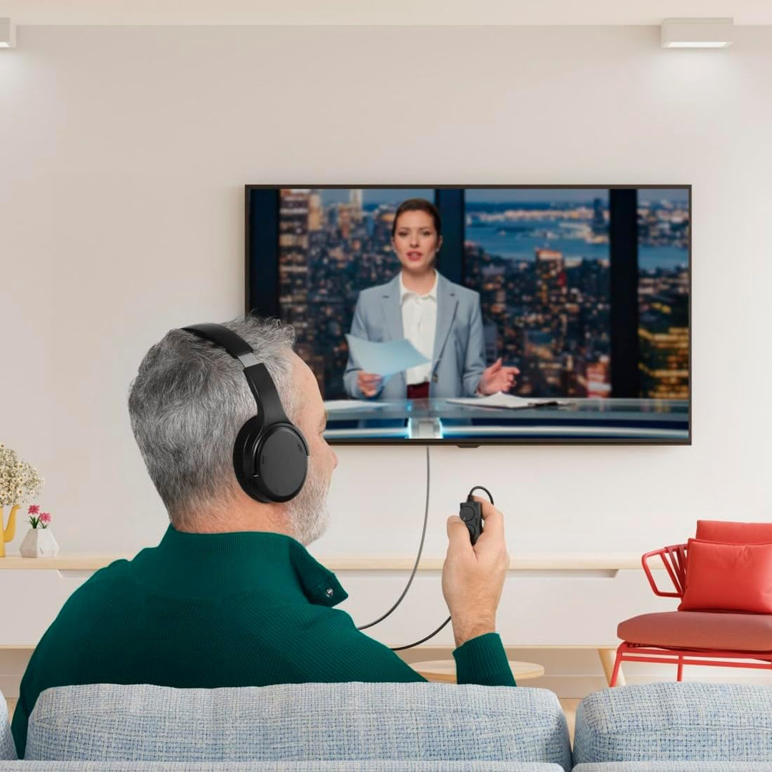 Hama TV Kopfhörer mit Kabel 6 m (verstellbarer Over-Ear Kopfhörer für Fernseher, Kopfhörer mit Lauts