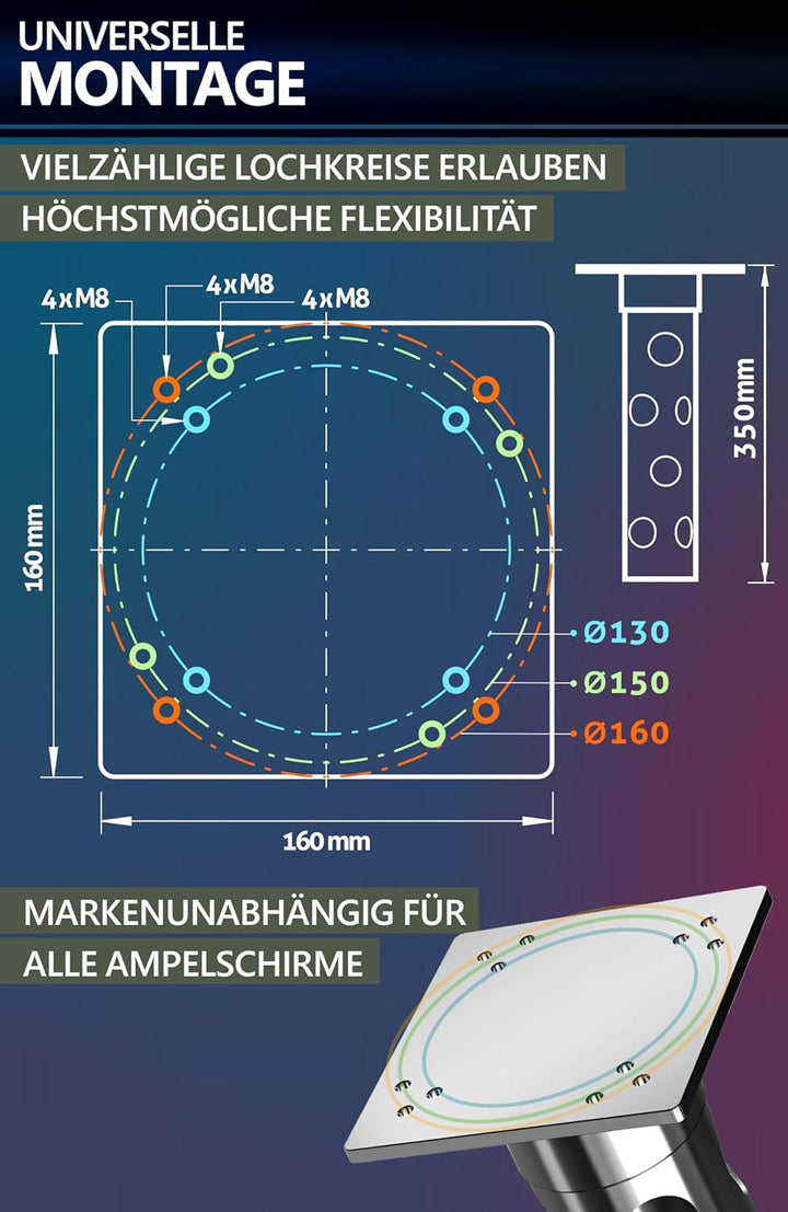 4smile Bodenanker Sonnenschirm - Edelstahl Bodenhülse Sonnenschirm SunnyGround zum Einbetonieren, bi