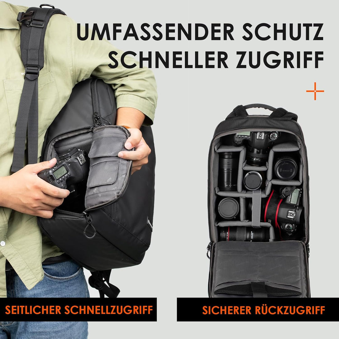 TARION Kamerarucksack Wasserdicht Fotorucksack SLR Kameratasche Kamera Rucksack mit 14 Zoll Laptopfa