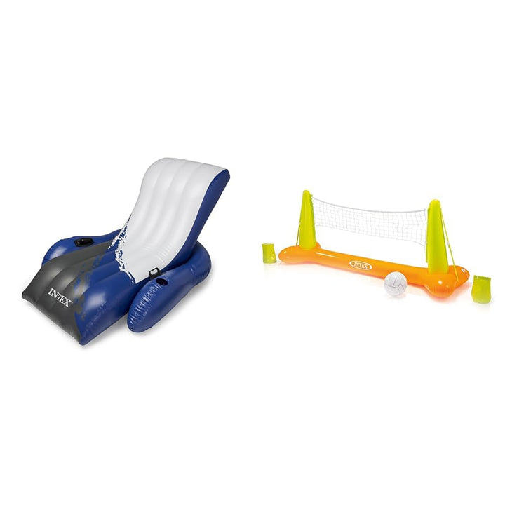 Intex Floating Recliner Lounge - Aufblasbarer Badelounge, Mehrfarbig, 180 x 135 cm & Pool Volleybal