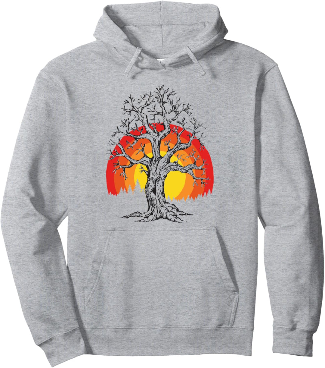Vintage Tree & Sun Outdoor & Nature 80s Hipster Graphic Pullover Hoodie