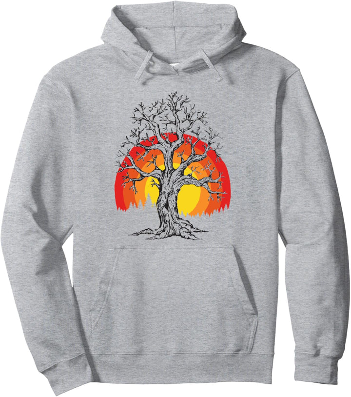 Vintage Tree & Sun Outdoor & Nature 80s Hipster Graphic Pullover Hoodie