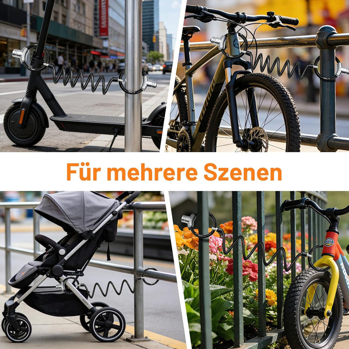 E-Scooter Schloss 120cm Lang/464g Leicht – Doppel-Handschellenschloss mit 2 Schlüsseln – 12mm Extra