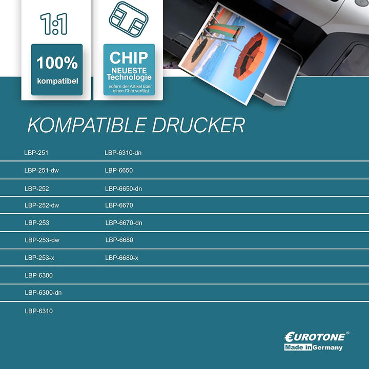 2X Kraft Office Supplies Toner kompatibel für Canon I-Sensys LBP 251 252 253 6300 6310 6650 6670 668