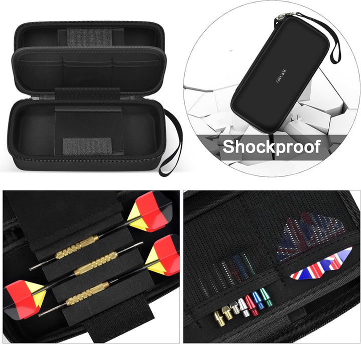 GWCASE 6 Dart Tasche Tragetasche, Schützender Dartcase für Stahl/Soft Tip Darts, Flüge, Wellen, trag