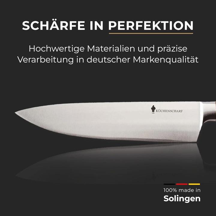 Profi Kochmesser 20 cm mit Olivenholzgriff - Ergonomisches Küchenmesser aus 100% Edelstahl für Profi