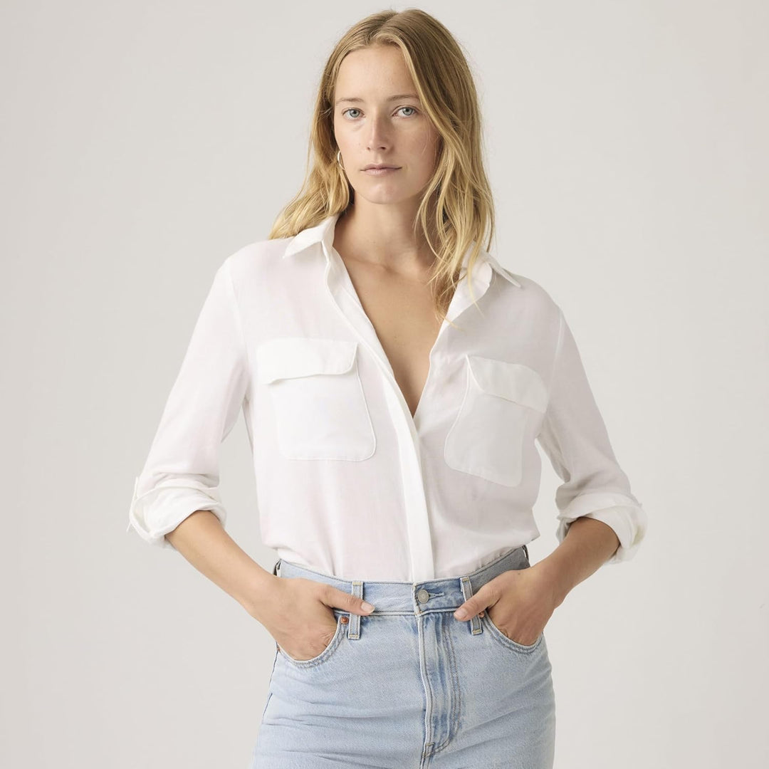 Levi's Damen Elaine Utility Shirt Hemd mit Button-Down-Kragen (1er Pack) S Bright White, S Bright Wh