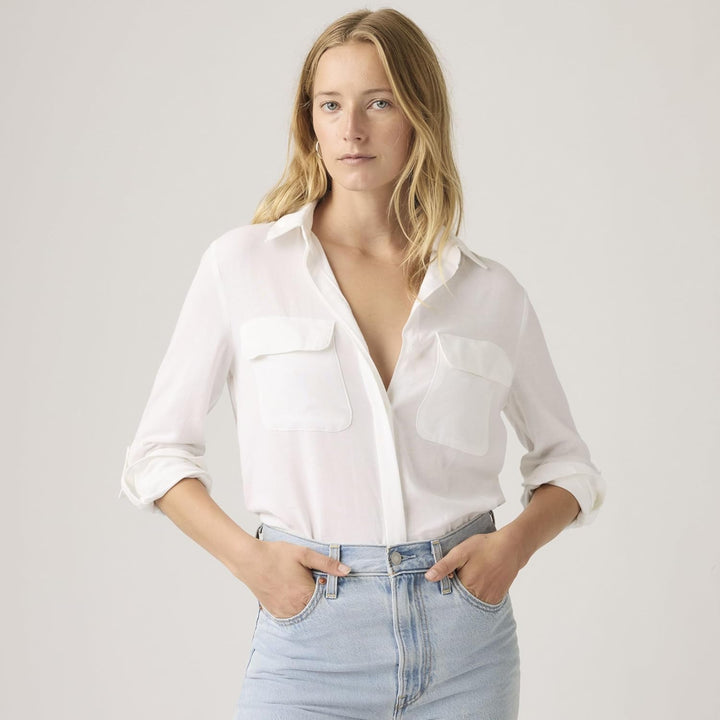 Levi's Damen Elaine Utility Shirt Hemd mit Button-Down-Kragen (1er Pack) S Bright White, S Bright Wh