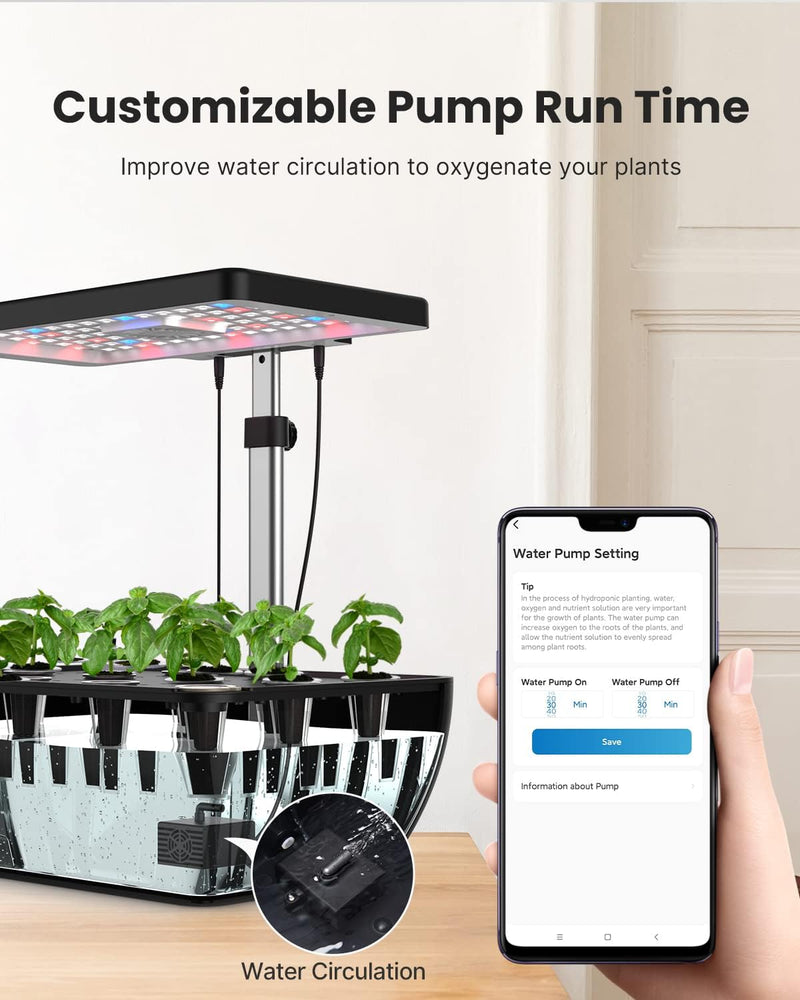 iDOO Hydroponisches Anzuchtsystem, Smart WiFi Garden mit LED-Pflanzenlampe, 6,5L Wasserbehälter, Ven