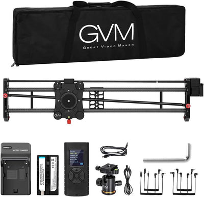 GVM Kamera Slider motorisiert, 120cm Fotografie Slider mit Zeitraffer, Follow Focus, Tracking, Panor