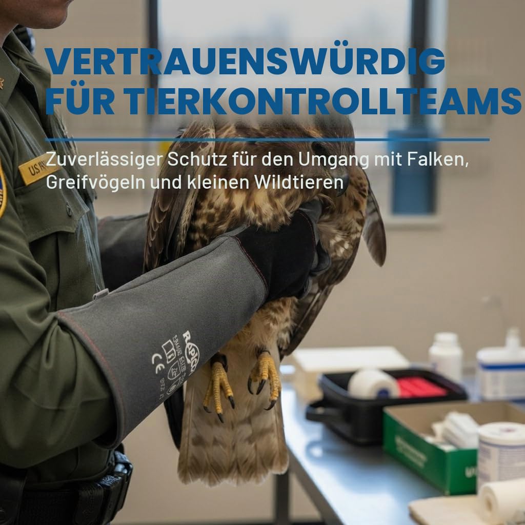 RAPICCA Handschuhe für den Umgang Mit Tieren Bissfeste Kevlar-verstärkte Lederpolsterung Hund, Katze