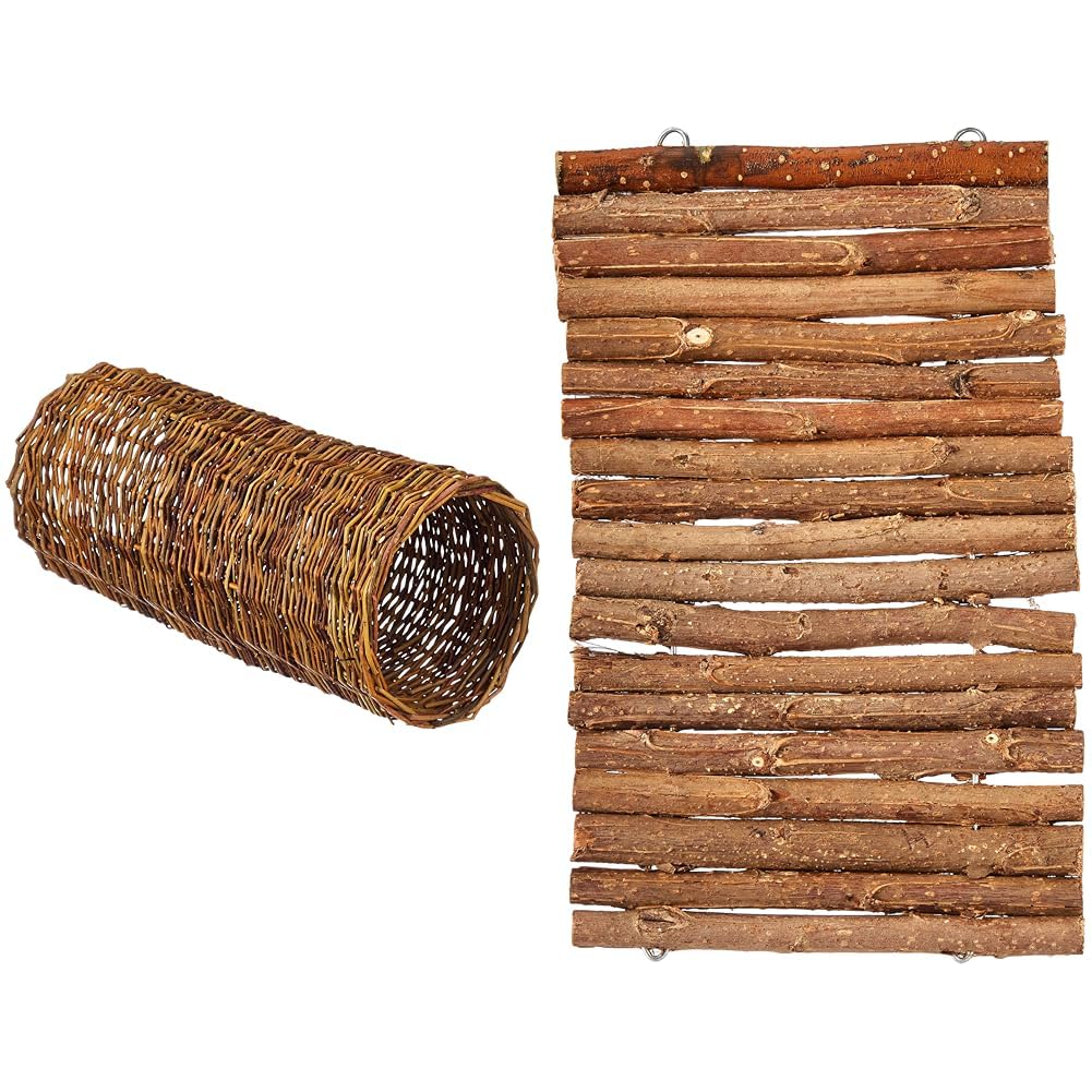 Trixie 62832 Weidentunnel für Meerschweinchen, ø 15 × 33 cm & 62152 Natural Living Brücke, 28 × 17 c