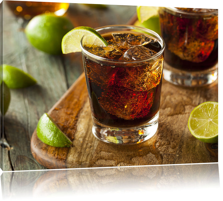 Erfrischender Cuba Libre, Format: 120x80 auf Leinwand, XXL riesige Bilder fertig gerahmt mit Keilrah