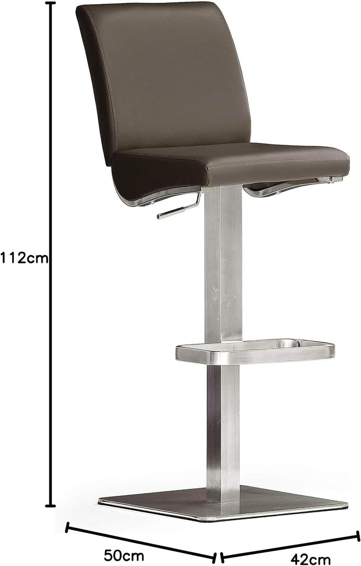 Robas Lund Barhocker Braun mit Lehne Barstuhl drehbar 180 Grad, Hocker höhenverstellbar, PU DI.AZ Ec