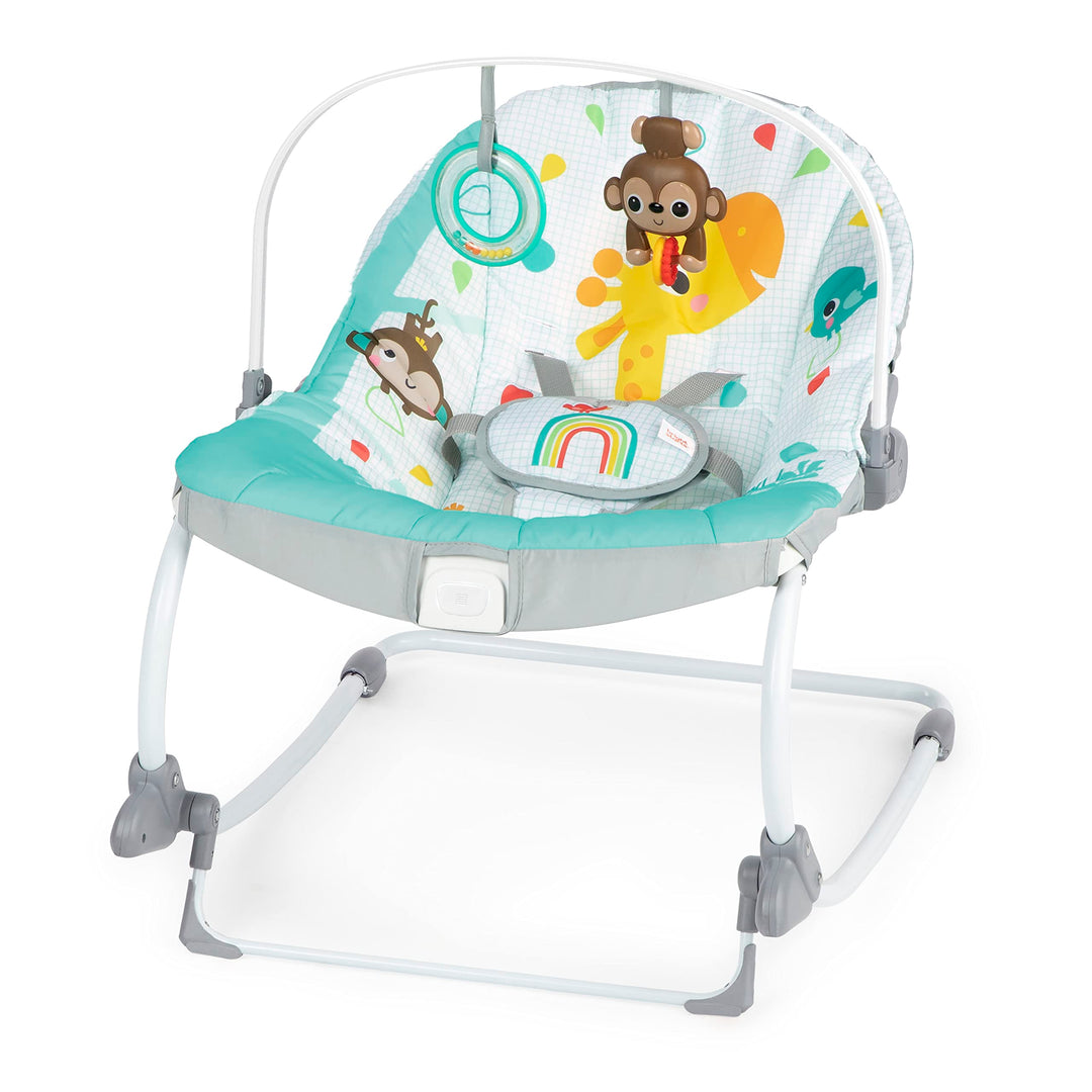 Bright Starts Wild Vibes Infant to Toddler Rocker with Vibrations, Unisex, Newborn +, Wild Vibes