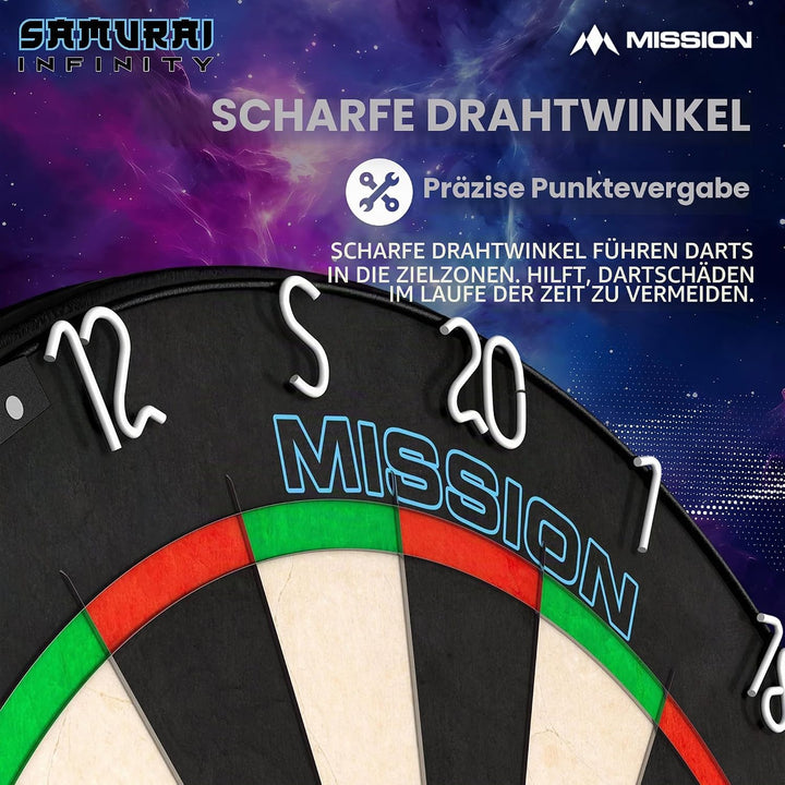 Mission Darts Samurai Infinity | Professional Competition Standard Dartboard with Ultra Thin Knife L
