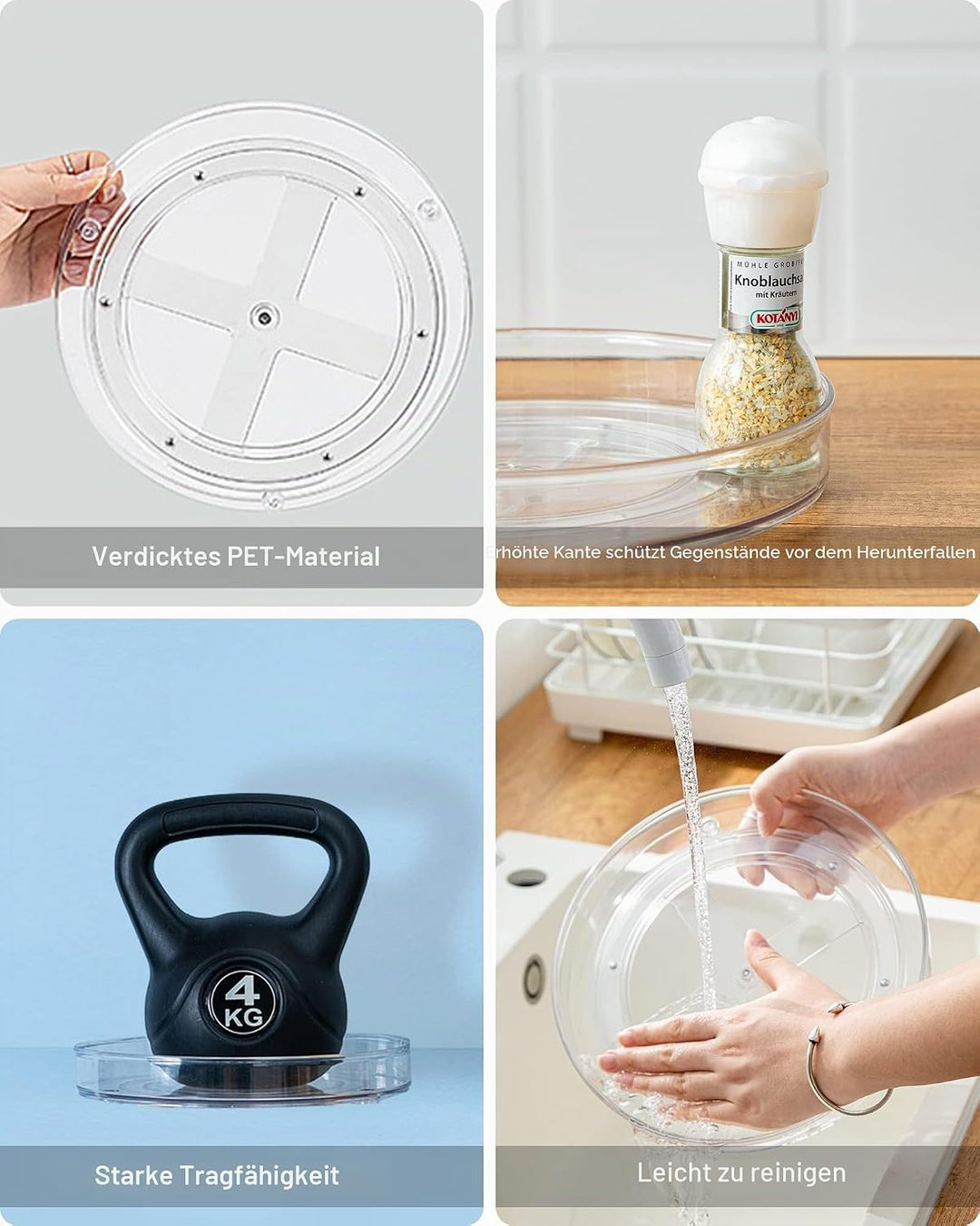 Roninkier Drehteller Organizer Lazy-Susan Gewürzregal - 2 Stück Drehteller Kühlschrank Küche Gewürzh