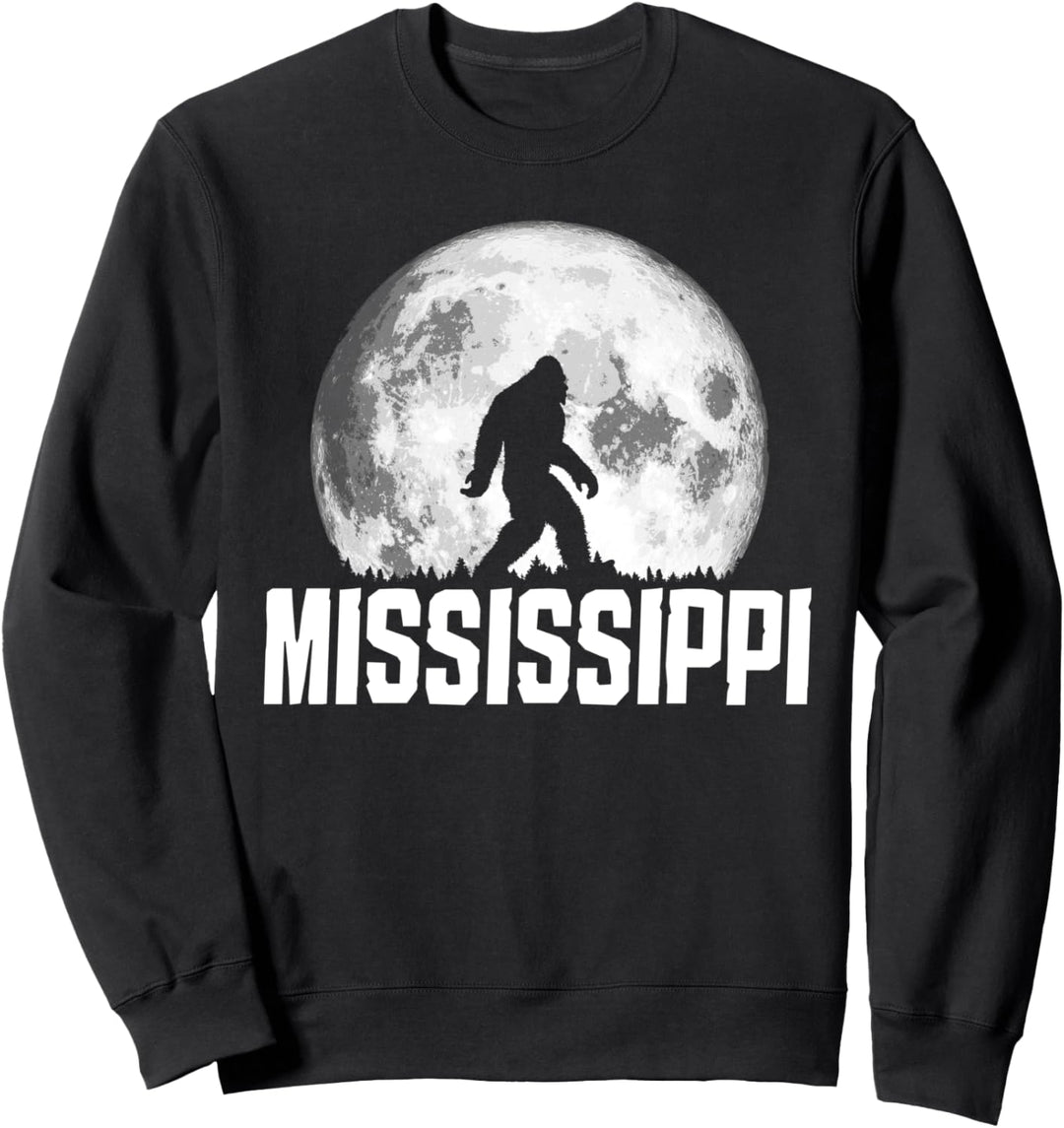 Mississippi Bigfoot Vintage Full Moon Retro Squatch State Sweatshirt