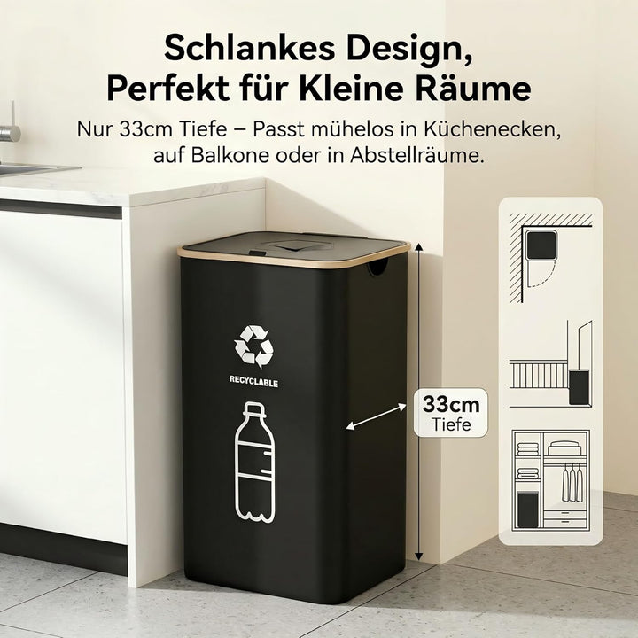 Pfandflaschen Sammelbehälter 110L, Pfandbehälter &amp; Flaschensammler Leergut, Mülleimer Küche gross, M