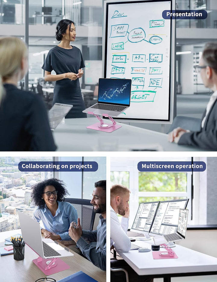 SOUNDANCE Laptopständer mit 360° drehbarer Basis, Ergonomische Computererhöhung für Schreibtisch, Ei