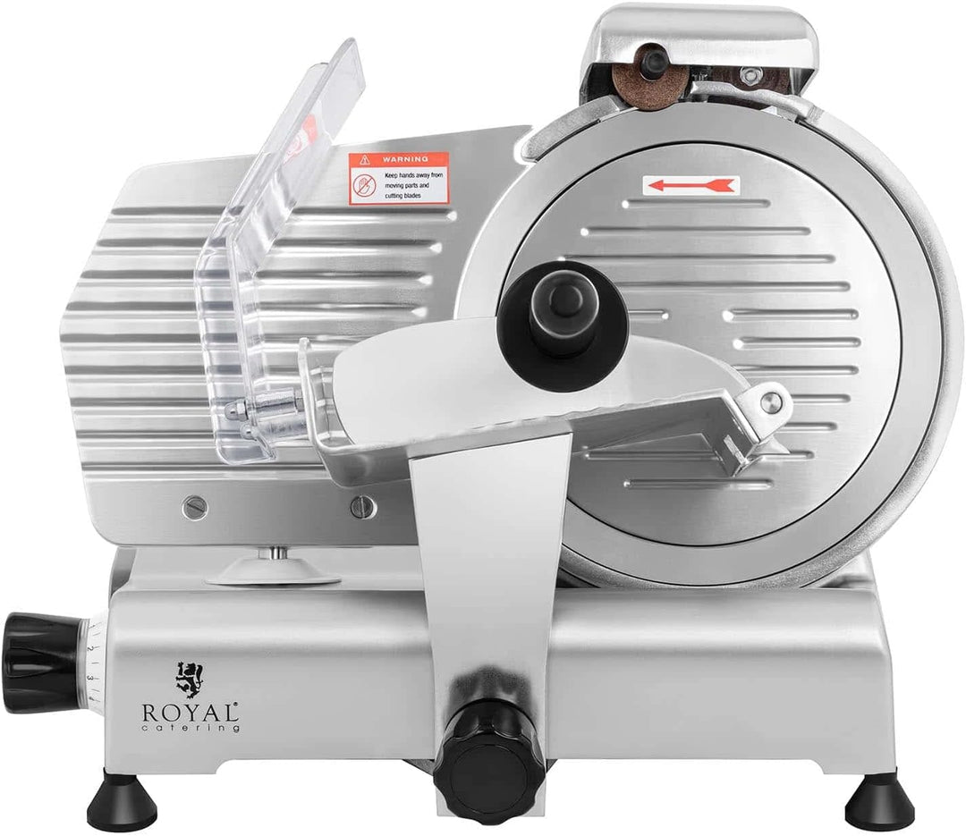 Royal Catering RCAM-250E Aufschnittmaschine Ø 250 mm Messerschärfer 0-8 mm Allesschneider 480 U/min
