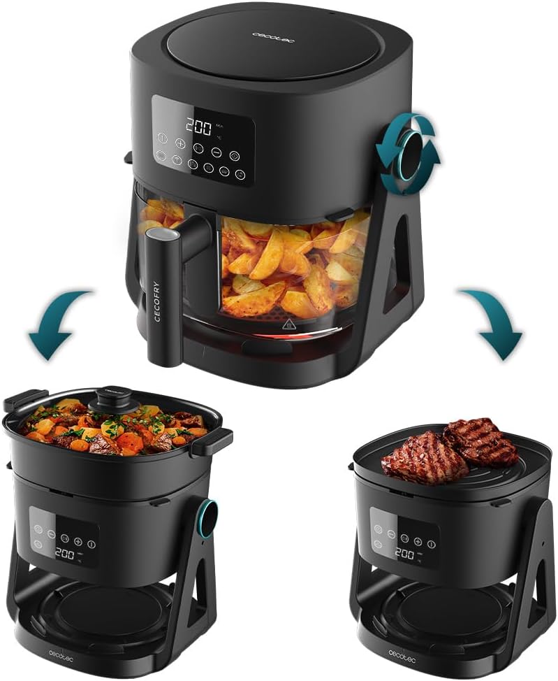 Cecotec Heissluftfritteuse ohne Öl, 4,5 L Air Fryer Cecofry Flip&Grill 4500. 1500 W, 3 in 1: Fritteu