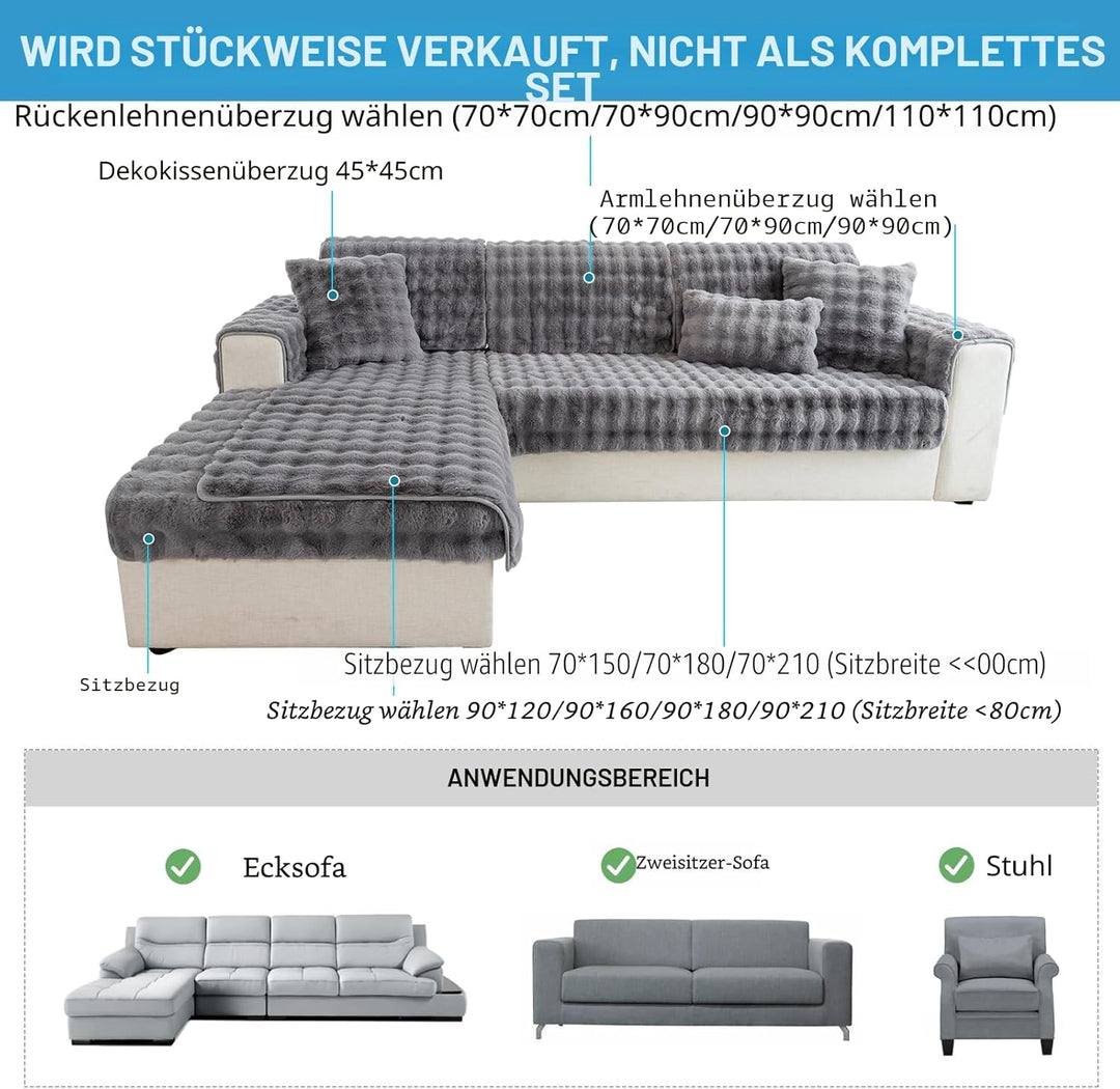 Weiche dicke Plüschsofa Kissenbezüge - Rutschfeste Sofaabdeckungen 1 2 3 Sitzer Couchabdeckungen, fl