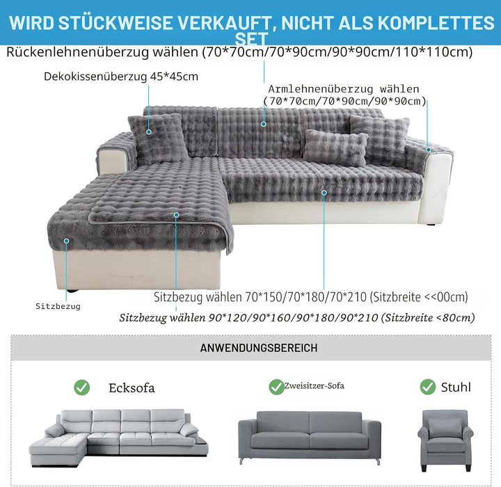 Weiche dicke Plüschsofa Kissenbezüge - Rutschfeste Sofaabdeckungen 1 2 3 Sitzer Couchabdeckungen, fl
