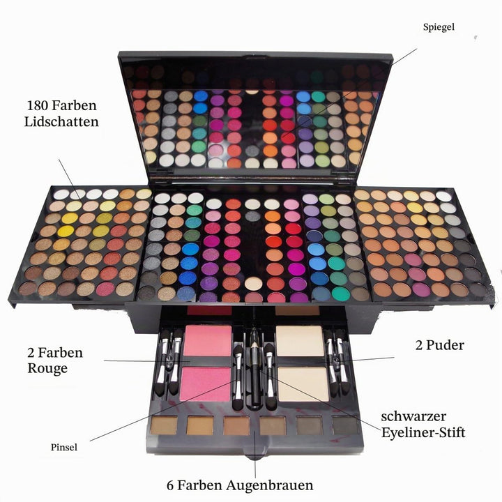 JasCherry 180 Farben Matt und Schimmern Lidschatten Makeup Paletten mit Blush Rouge, Brauenpuder, Ko