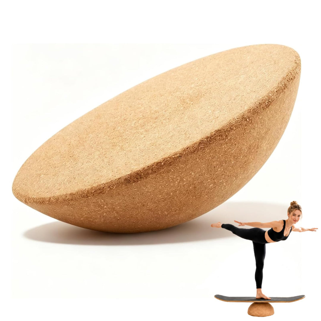 Kork Halbkugel Balance Board 30cm, Rutschfest Wackelbrett für Gleichgewichtstraining bis 120kg, Halb