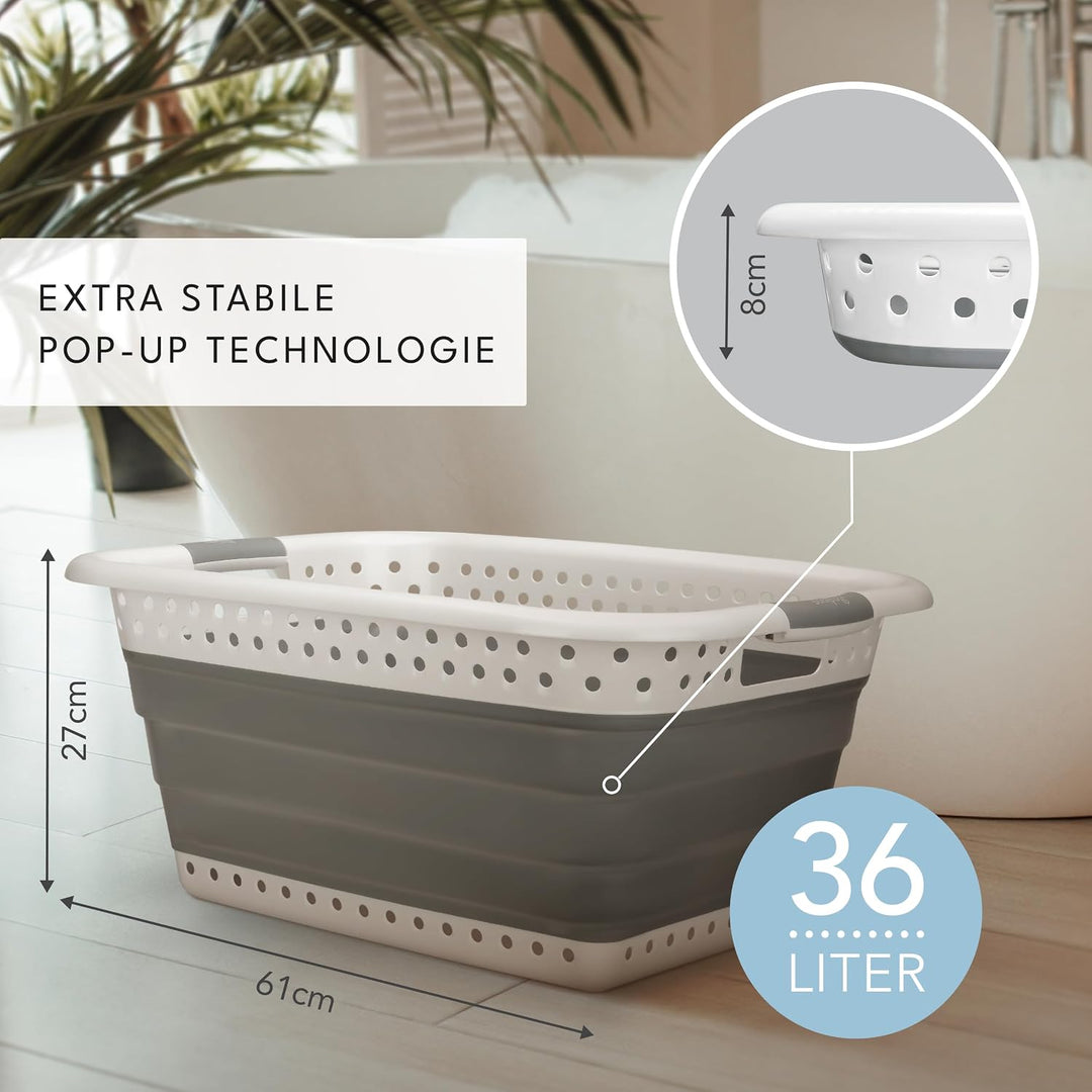 BUNDLE Wäschekorb faltbar 2er Set + Kosmetikeimer 5L