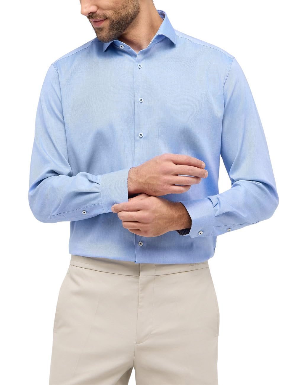 ETERNA Male Strukturhemd Comfort FIT Normal 43 Blau, Normal 43 Blau