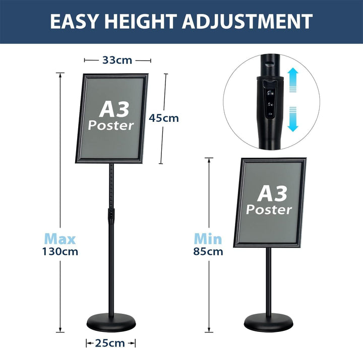 VAIIGO Infoständer Höhenverstellbar Aluminium DIN A3 Plakatständer Informationsständer Präsentations