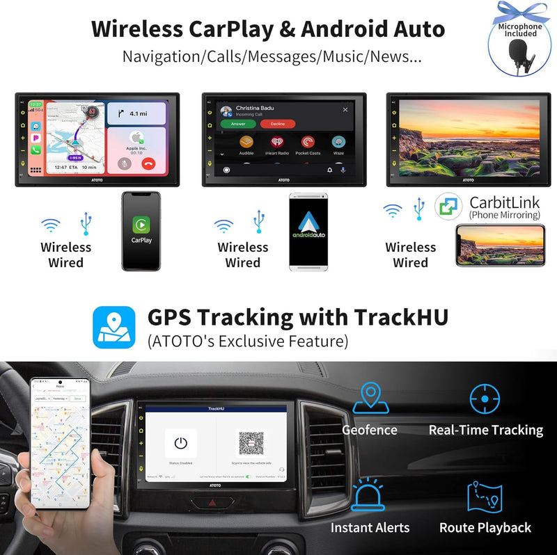 ATOTO S8 MS Android Doppel-DIN Autoradio, 7" QLED Display, Android Auto drahtlos & Wireless CarPlay,