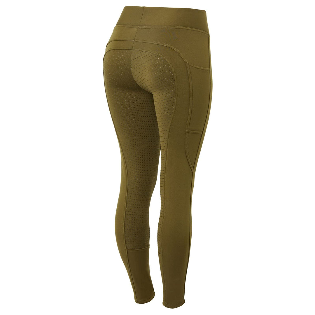 HORZE Damen Thermoreitleggings Active mit Handytasche, Winterreithose, Thermo Reithose Damen 34 Oliv