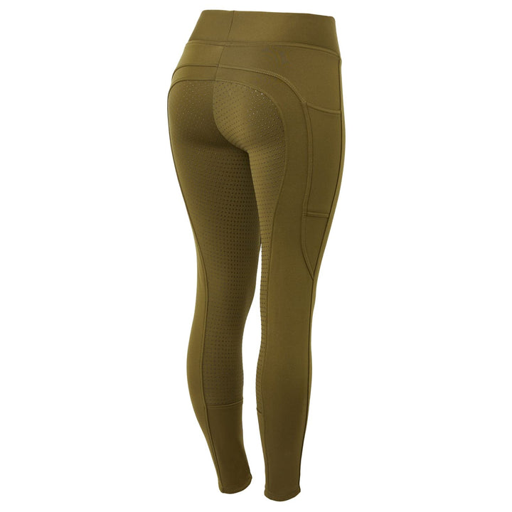 HORZE Damen Thermoreitleggings Active mit Handytasche, Winterreithose, Thermo Reithose Damen 34 Oliv