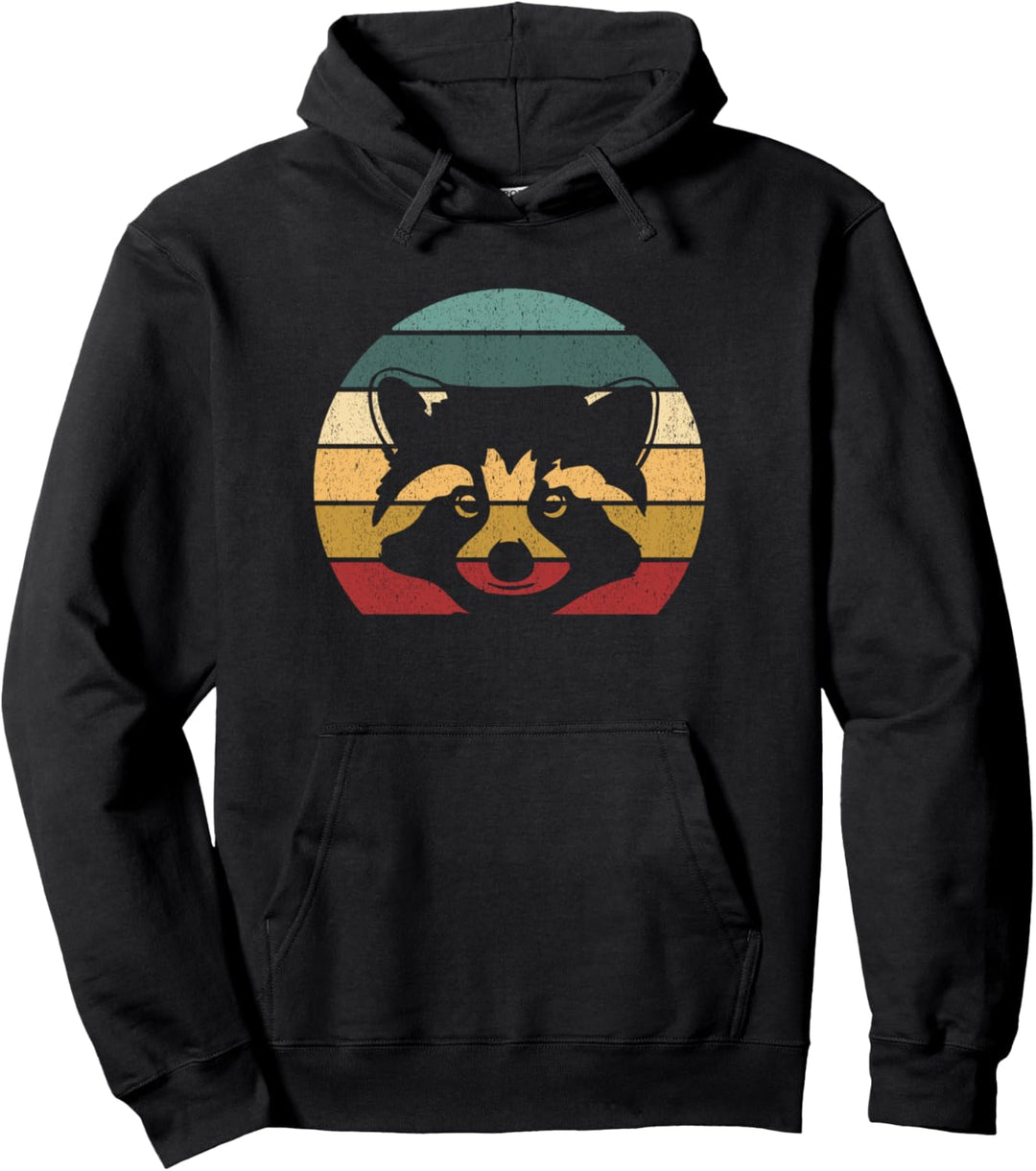 Vintage Racoon Retro Sunset Raccoon Lover Pullover Hoodie