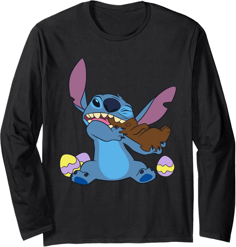 Disney Stitch Eats Chocolate Bunny Easter Langarmshirt