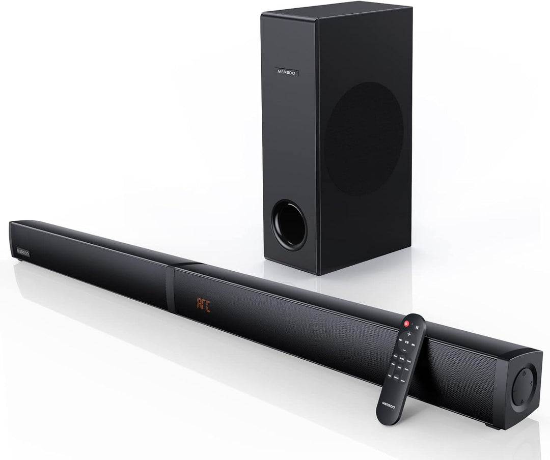 MEREDO 180W 2.1 Soundbar 2-in-1 Abnehmbare Soundbar für tv geräte mit 5,25'' Subwoofer unterstützt A
